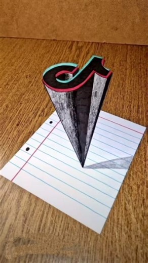 How To Draw 3D " TikTok" Real Illusion on paper 🤩 #tiktok #3ddrawing #art #shorts #opticalillussion