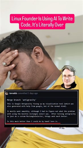 Saurabh Jadhav on Instagram: "Linux founder Linus Torvalds is using Al to write code This does not mean the Linux kernel is suddenly being generated by Al, and it does not mean decades of engineering discipline are being thrown away. What it shows is something more subtle and more important. Even the most respected and opinionated engineers are now experimenting with Al-assisted workflows. [ Linux, AI assistant coding, antigravity, AI agents, End of coding, AI Programmers]"