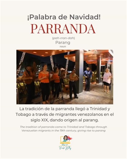 Clase con Profe on Instagram: "Brought to Trinidad and Tobago through Venezuelan influence, this Christmas tradition lives on in our Christmas parang culture and continues to bring us together! 🙏🏼❤️🤗🪇🎵💃🎄🇹🇹🇻🇪✨️ #TriniChristmas #Parranda #Parang"