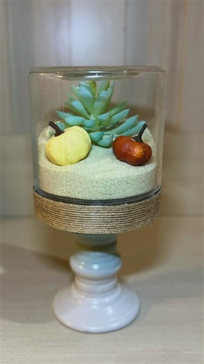Easy Fall Terrarium Dollar Tree DIY #falldiy #CraftyBeach #dollartreediy #dollartree #pumpkindiy | Crafty Beach