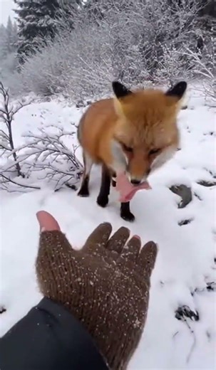 A Quiet Encounter with a Hungry Fox #fox #animals #eating