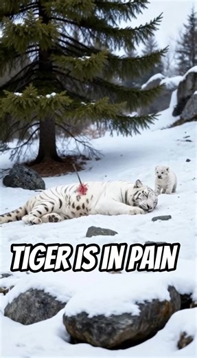 Hero Cub Saves Its Injured Mother in the Snow #tiger #snow #respect