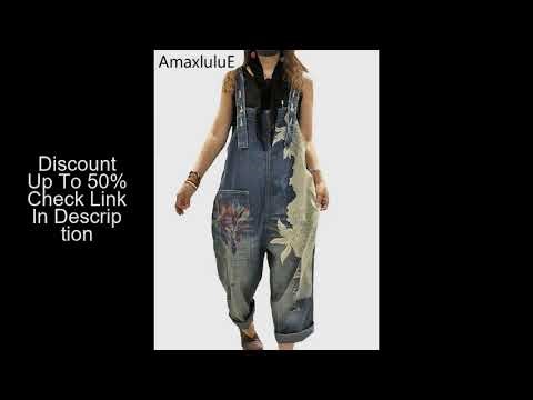 AmaxluluE 2025 Females Fashion Overalls Ladies Summer Printed Denim Pantalons Vintage Casual Jeans W