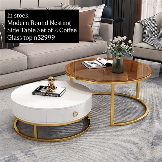 Explicit Essentials on Instagram: "In stock ✔️2 in 1 coffee table Glass marble tops 📌Modern Round Nesting Side Table Set of 2 Coffee and Snack End Table with Metal Frame Accent Tea Table with Drawer for Living Room Office Tempered Glass + Sintered Stone Top Available in different colors 📌Black 📌white 📌Brown 📌Grey etc N$2999 WhatsApp/Call/Text +264853057583 Or join the WhatsApp group: https://chat.whatsapp.com/CmZS6oMQsDTLrvUiRm2Ble?mode=ems_copy_c Come through with we courier country wide‼️