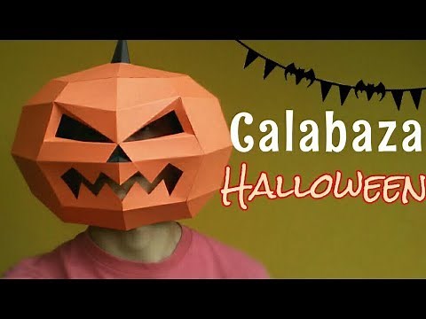 Cómo hacer una Máscara de Calabaza para Halloween con papel cartulina | Momuscraft