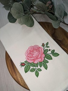 Embroidered Rose Towel - Etsy