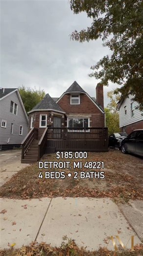 Detroit, MI ✨| $185,000 Classic Detroit architecture meets modern design at 16143 Monica St. This stunning 4 bed, 2 bath brick Tudor has been fully renovated to offer the perfect blend of comfort and style. Step inside to an open, light-filled living space with recessed lighting, new flooring, and a beautiful white-brick fireplace. The bold blue kitchen makes a statement with marble-look counters, stainless-steel appliances, and sleek subway tile. Located in Detroit’s thriving Live6 Corridor nea