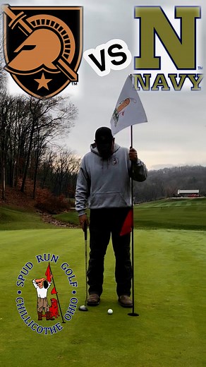Go Army, beat Navy! #plebedad #backyardgolfcourse #fieldofdreams #golf #hack | Spud Run Golf