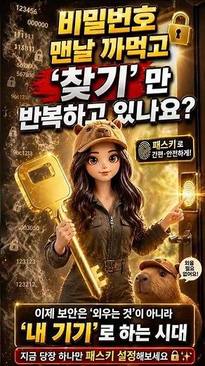 비밀번호 맨날 까먹고 “찾기”만 반복하시나요? - 패스키 #패스키 #비밀번호관리 #계정보안 #해킹방지 #2단계인증 #디지털보안 #정보보호 #스팸