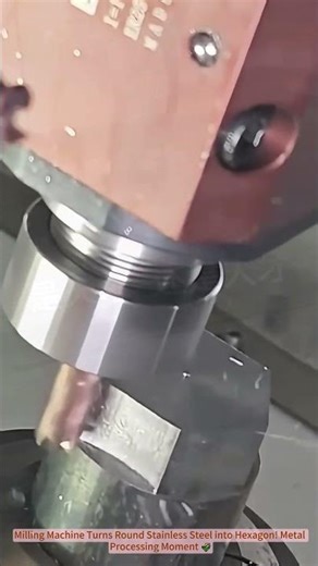Milling Machine Turns Round Stainless Steel into Hexagon! Metal Processing Moment 🌾