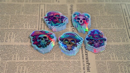 Custom Die Cut Glitter Holographic logo Sticker Printing Label  Waterproof 3D UV Resist Shiny Silver Laser Holographic Sticker