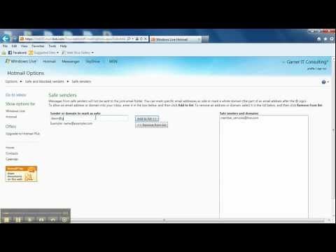 Windows Live Hotmail - How to add an email address to the safe senders list