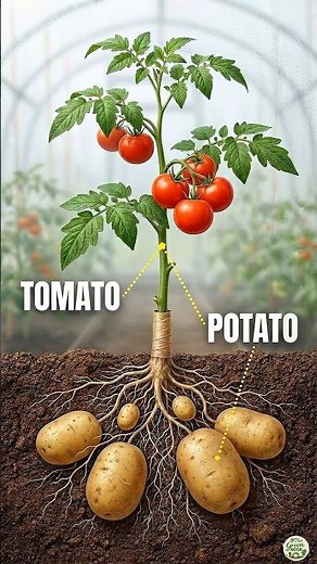 One Plant That Grows Both Tomatoes and Potatoes 😳 #tomato #potato