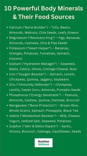 10 Powerful Body Minerals and Their Food Sources