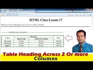 Table Heading Across Two or more columns in html - Lesson17