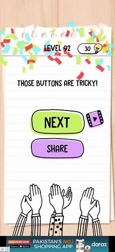 Brain test Level 92 click on blue button 6 times Walkthrough