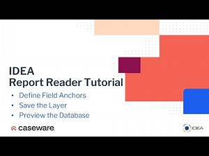 Define Fields Save Layer and Preview | IDEA 12 Report Reader Tutorial (EN)