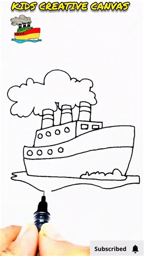 "Kids BOAT Drawing 🛳️✨"l#kidsdrawing #shortsviral #trendingart #kidscreativecanvasshorts l
