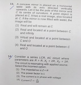 A concave mirror is placed on a horizontal table with its axis ... | Filo