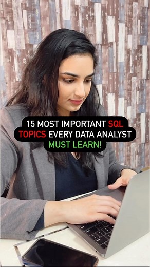 Deeksha Anand | OneStopData on Instagram: "15 topics you must know in SQL!! Especially for a career in data Follow @onestopdata for data related content and check link in bio for my courses in February! The number of topics in SQL are endless! But you don’t need to know everything. Here are the topics that will help you master the tool! Resources to learn mentioned at the end! Basic: 1. Introduction to Databases 2. What is SQL? 3. Introduction to Schemas and its types 4. Introduction to Relation