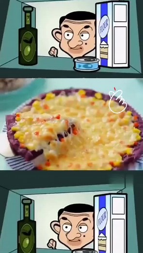 Mr. Bean Enjoying Pizza - Childhood Nostalgia