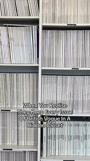 Someone has definitely been cooking at #BritishVogue–the Vogue House HQ features a hidden closet that hosts a beautiful and growing archive of iconic magazines.