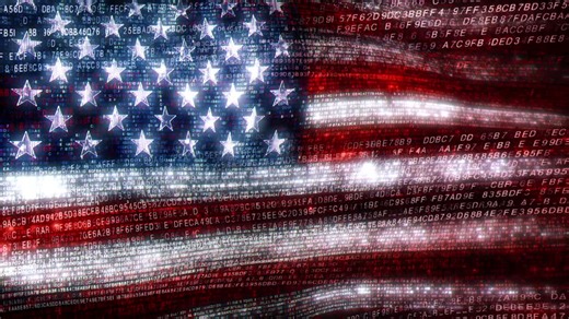 USA Stars and Stripes flag made of Animated Computer Code | Premium Stock Video Footage