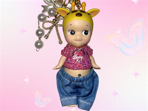 Authentic Bedazzled Sonny Angel Keychain: Giraffe With Baby Tee and Pants - Etsy