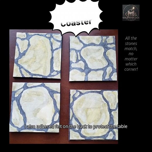 DIY stone coasters match up no matter how you turn them! 🪨 4x4 canvas boards are great coasters!!!