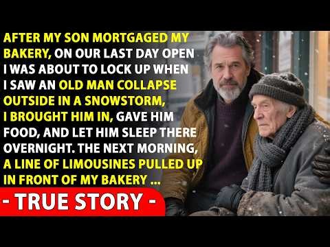 I Sheltered a Freezing Old Man Outside My Bakery — The Next Morning, Limos Filled the Street...