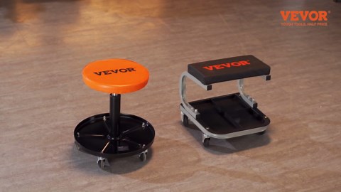 VEVOR Mechanic Stool 250LBS Adjustable-Height Rolling Auto Creeper Garage Shop Seat with 360° Casters Tool Tray