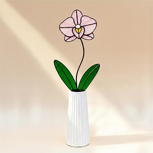 Orchid Stained Glass Flower - Handmade Suncatcher, Botanical Home Decor - Etsy Australia