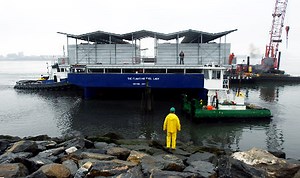 Floating Pool Lady arrives in Barretto Point Park for summer