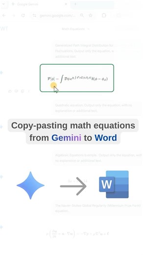 Copy Math Equation from Gemini to Word (Under 50s) #shorts