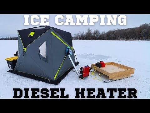 Using the VEVOR Diesel Heater while WINTER Camping Overnight on the Ice