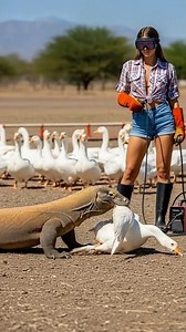 Woman Zaps Komodo to Save the Goose!