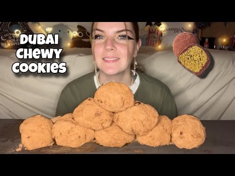 VIRAL KOREAN DUBAI CHOCOLATE CHEWY COOKIES MUKBANG! 두바이 쫀득쿠키 (Vegan) (No Talking)