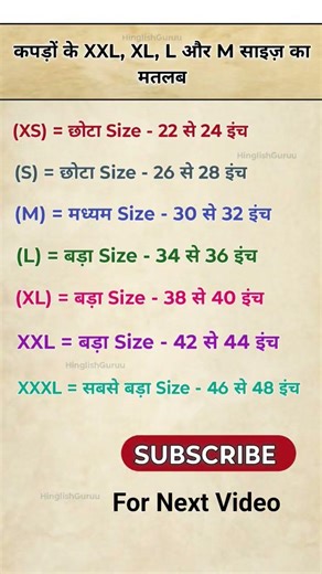 कपड़ों के XXL, XL, L और M साइज़ का मतलब समझे