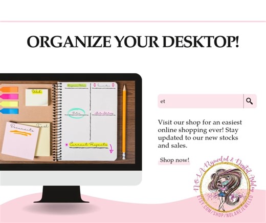 🖥️ Feeling like your desktop is a chaotic mess of random files and icons? 😅 It’s time for a little digital glow-up — and you can do it for just $3.25! 🎉 This Computer Desktop Wallpaper Organizer on Etsy is the perfect way to transform your screen into something clean, stylish, and totally functional. 💻✨ I absolutely love how it helps you organize everything — work files, personal projects, photos, and more — all while making your desktop look gorgeous. 🌈 It’s simple to use, beautifully desi