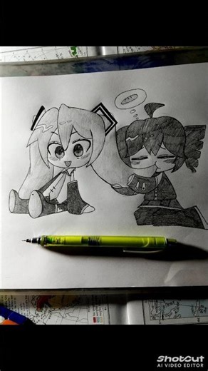 Drawing Miku VS Teto ✨ #hatsunemiku #イラスト #creativeart #DECO27 #shorts