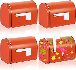 Lounsweer Mini Tinplate Mailbox Toy Small Toy Mailbox with Raised Signal Flags Post Mount Mailboxes for Boys and Girls DIY Projects Mailbox Preschoolers Gift Exchange Activities