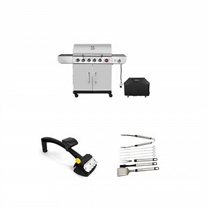 BBQ Daddy Grill Brush, 6-Burner Liquid Propane Gas Grill with Cover, and 8 Piece Grill Tool Set - The Home Depot