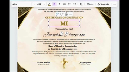 Customizable Deacon Ordination Certificate Template | Printable & Editable Canva Design | Church Ministry Certificate - Etsy