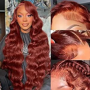 Avolo Reddish Brown Lace Front Wigs Human Hair Pre Plucked 13x4 Auburn Colored Human Hair Lace Front Wigs Body Wave Glueless Wigs Human Hair HD Lace Frontal Human Hair Wig 22 Inch