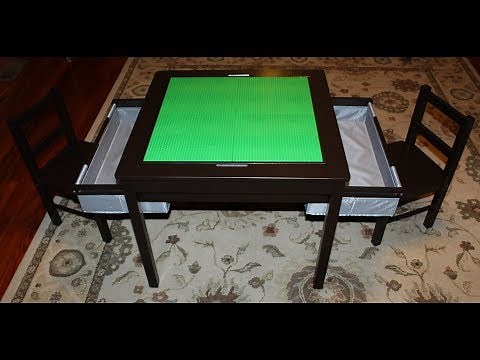 UTEX 2-in-1 Kids Multi Activity (Lego) Table and 2 Chairs Set with Storage Assembly