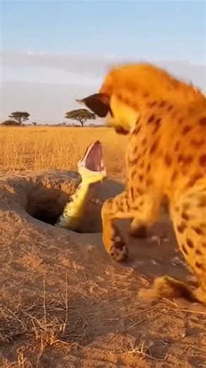 Python Ambushes Hyena and Pulls It Underground in Seconds #PythonVsHyena #InsaneAttack
