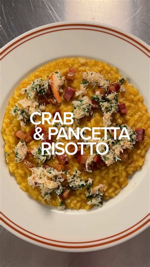 CRAB & PANCETTA RISOTTO 🦀🐷🇮🇹 I have officially u-turned on risotto. Recipe is out Friday, usual spot. Make this for your valentines date this weekend.