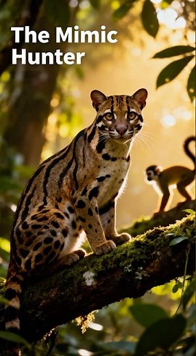 Margay Imitates Baby Monkey to Hunt | 15s Wildlife #wildlifeshorts #margay #animalbehavior
