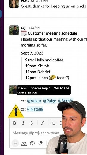 Forwards message to all Slack users… 💭 #SlackTips
