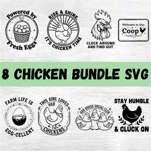 Funny Chicken SVG Collection | 8 Crazy Chicken Designs | Farm Chicken Clipart SVG | Chicken Illustration Cut Files | Digital Download - Etsy